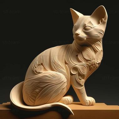 3D model Japanese Bobtail cat (STL)